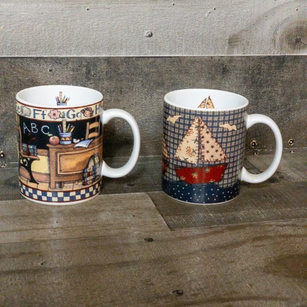 LANG AND WISE COLLECTOR MUGS 1998 EKB2 SW12 COFFEE CUP SET 12 OZ VINTAGE KITCHEN - Picture 3 of 7